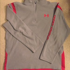Gray and Red Fleece Under Armour Quarter Zip